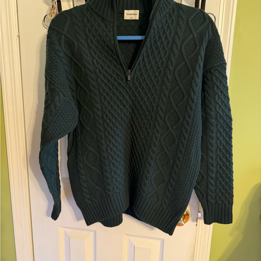 Aritzia Dark Green Cable Knit Sweater